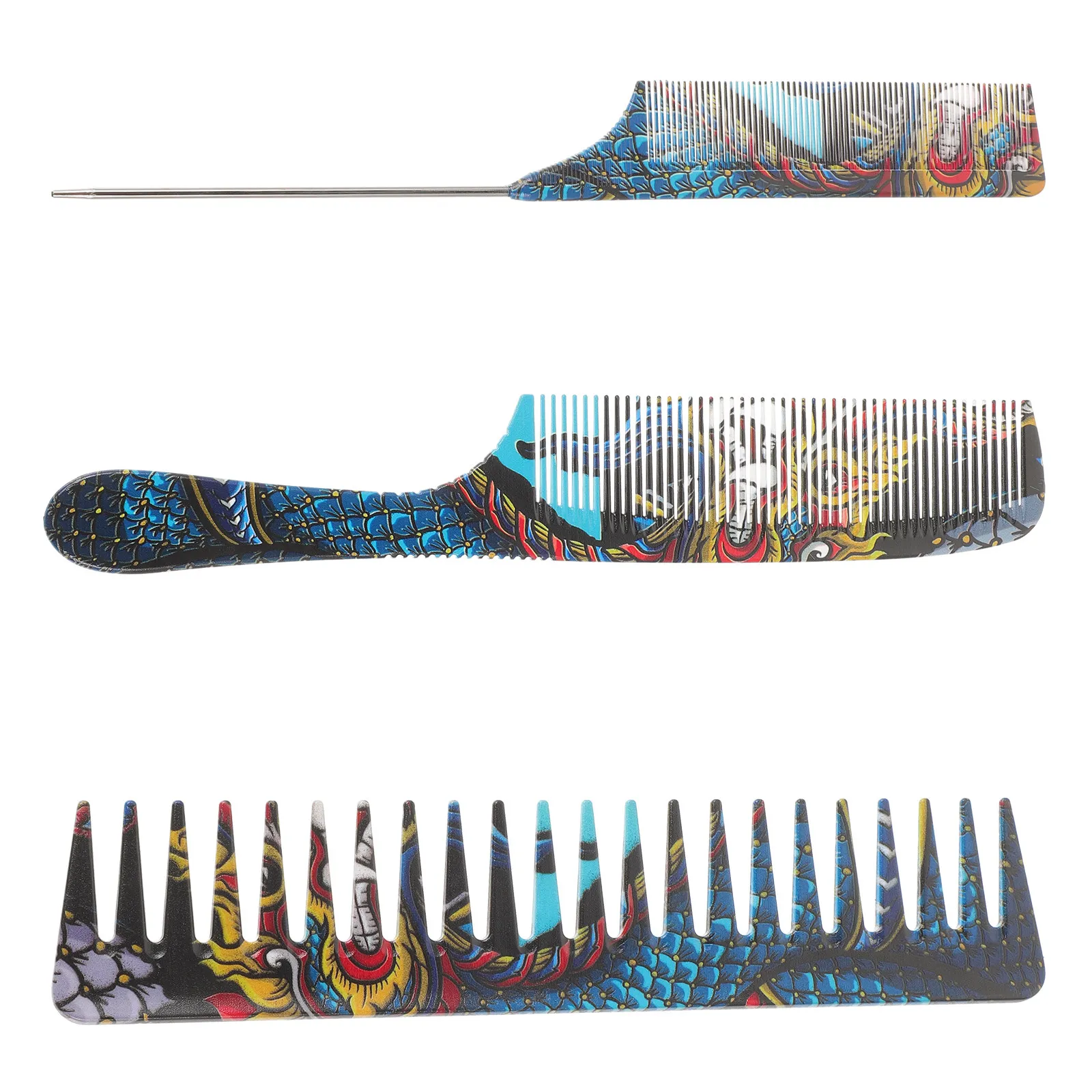 

Набор из 3 расчесок для волос «Драконья чешуя» для мужчин, широкозубые расчески для укладки, практичные и безопасные аксессуары для волос