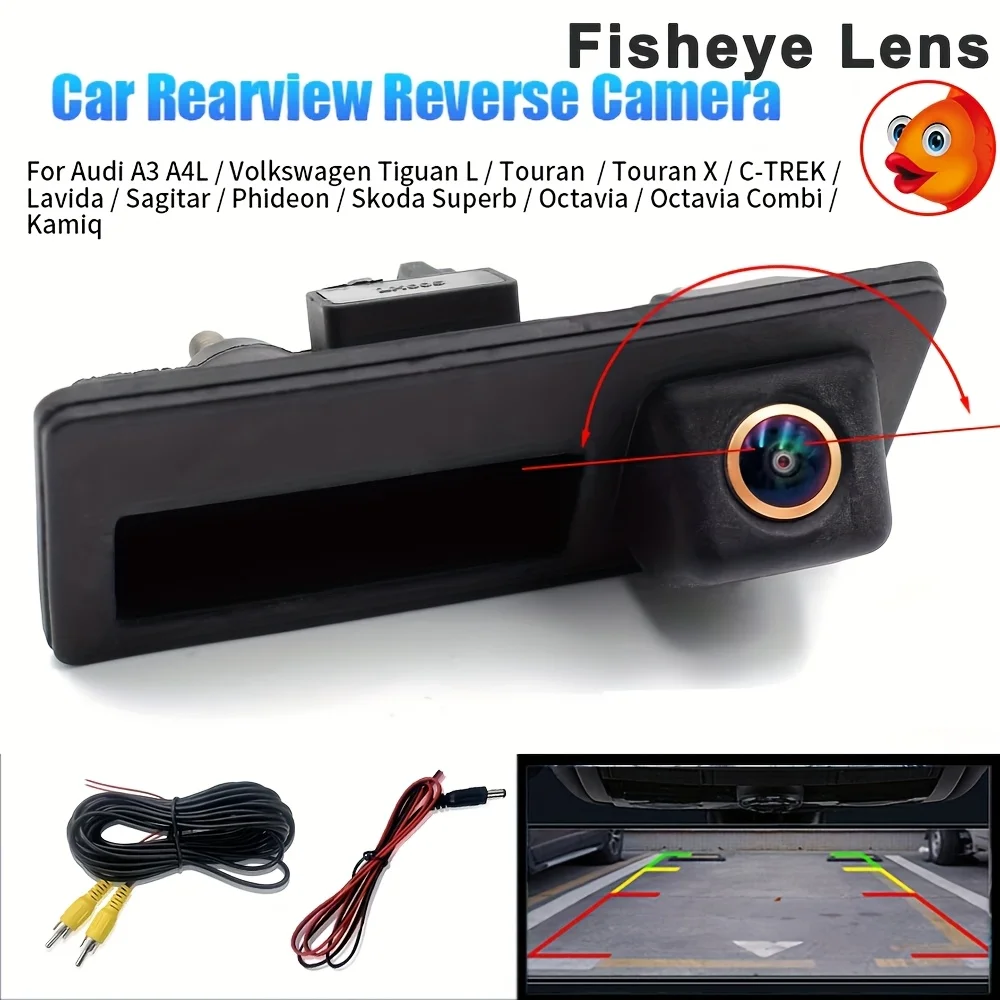 Car Trunk Handle Camera for Passat Variant Wagon Sedan , for AUDI - Night Vision Rear View Camera with Fisheye Lens