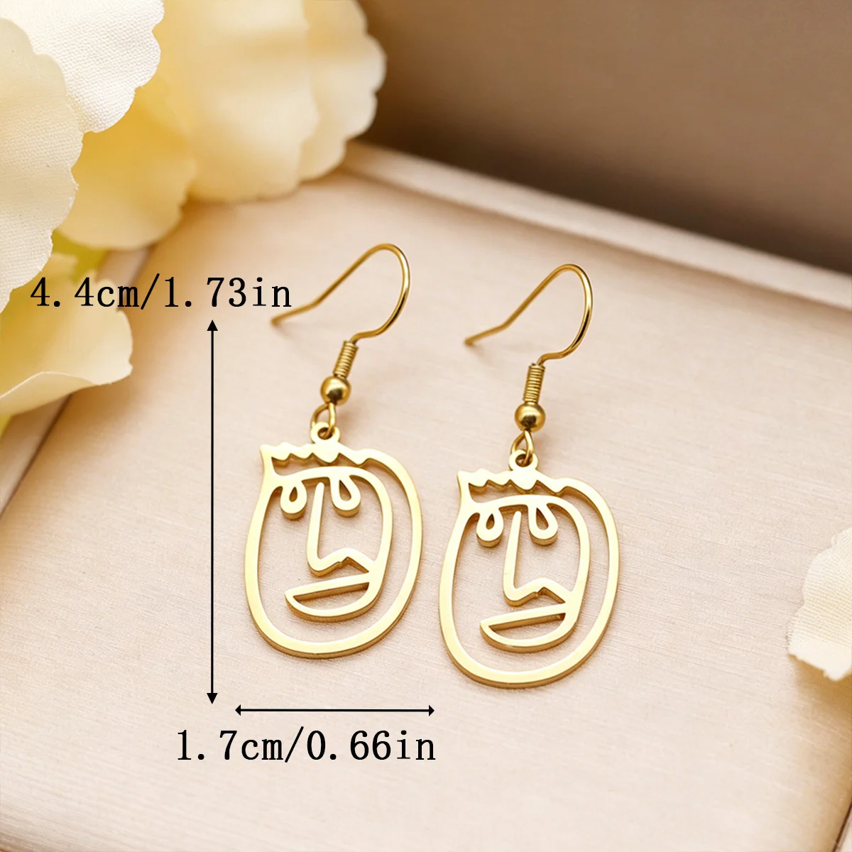 Kinitial Abstract Line Art Face Dangle Earrings For Women Stainless Steel Drop Earrings Figure Pendants Female Earrings