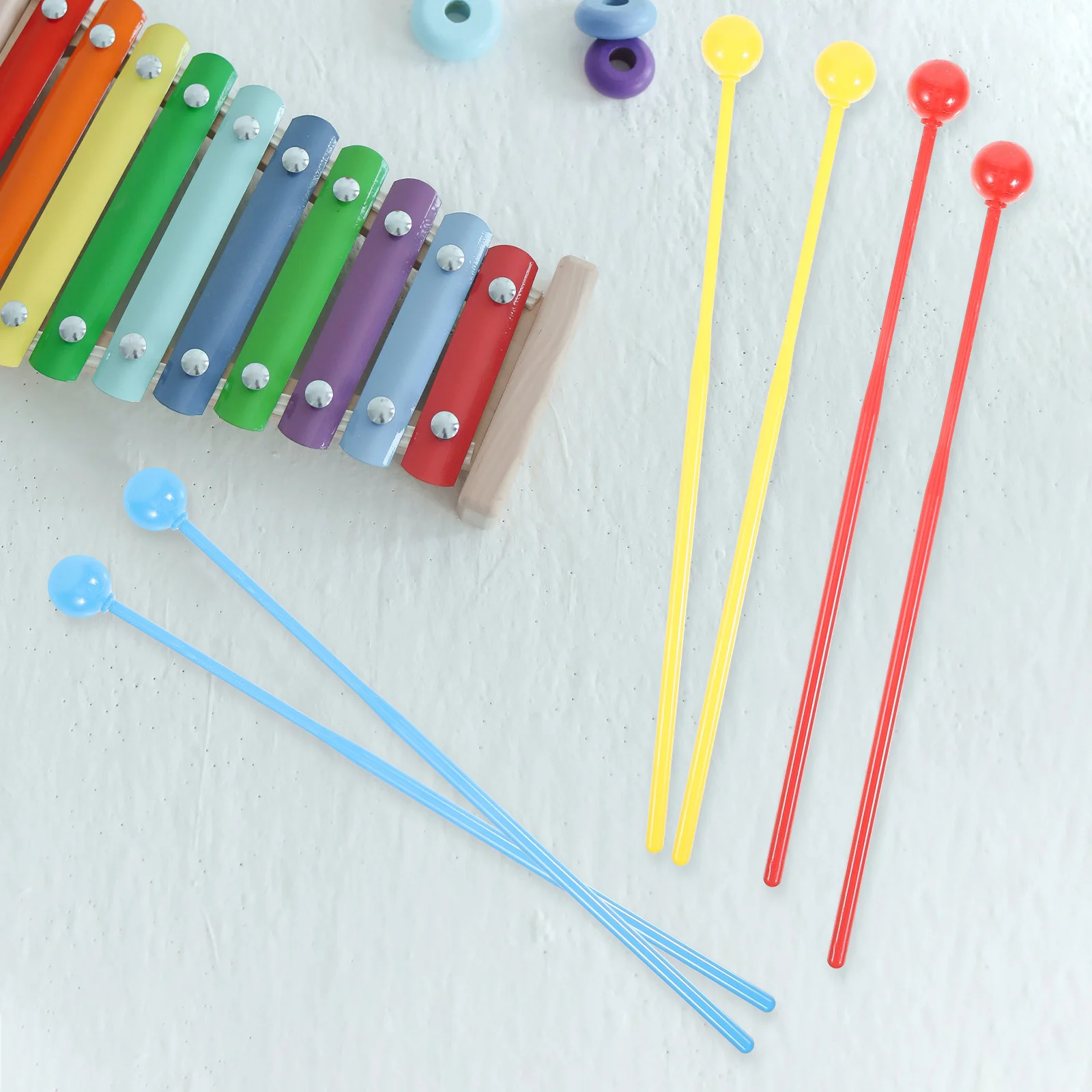 

3 Pairs Multi color Drumsticks Marimba Tongue Mallets Xylophone Musical Instrument Percussion Sticks Accessories