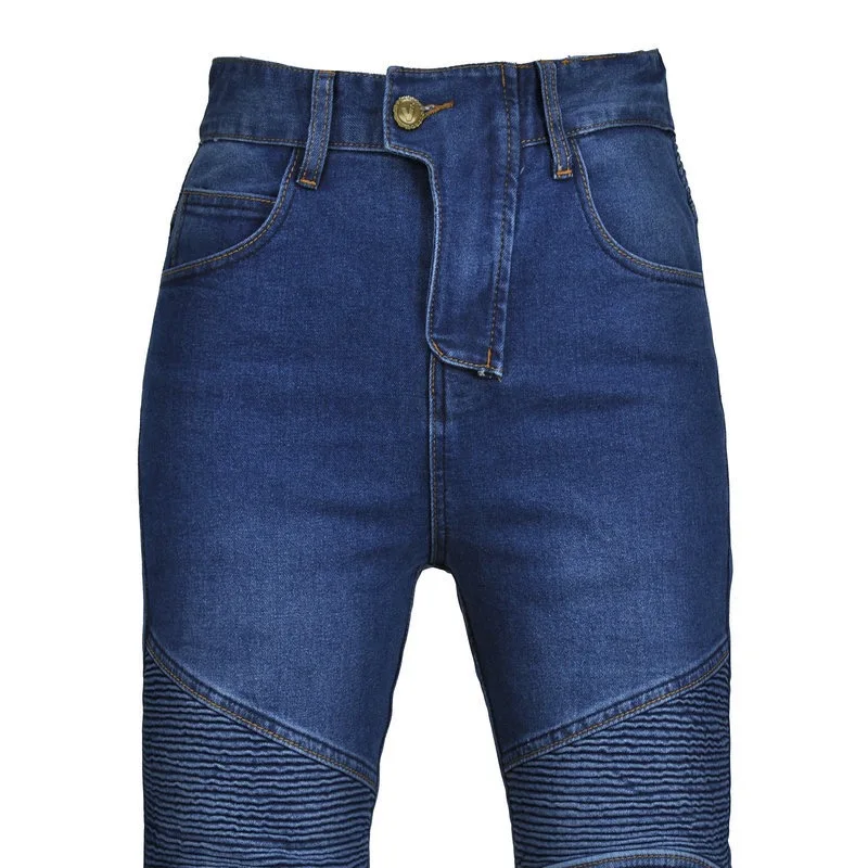 Cross border hot selling women's casual retro elastic motorcycle pants motorcycle jeans women's racing anti fall riding pants