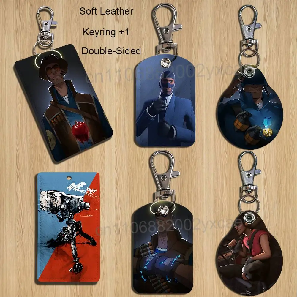 

Pyro Spy Teams Fortress Heavy Cartoon Singer Anime Card Keychain Fashion Pendant Bag ID Door Card Case Bus Card Cute Adult