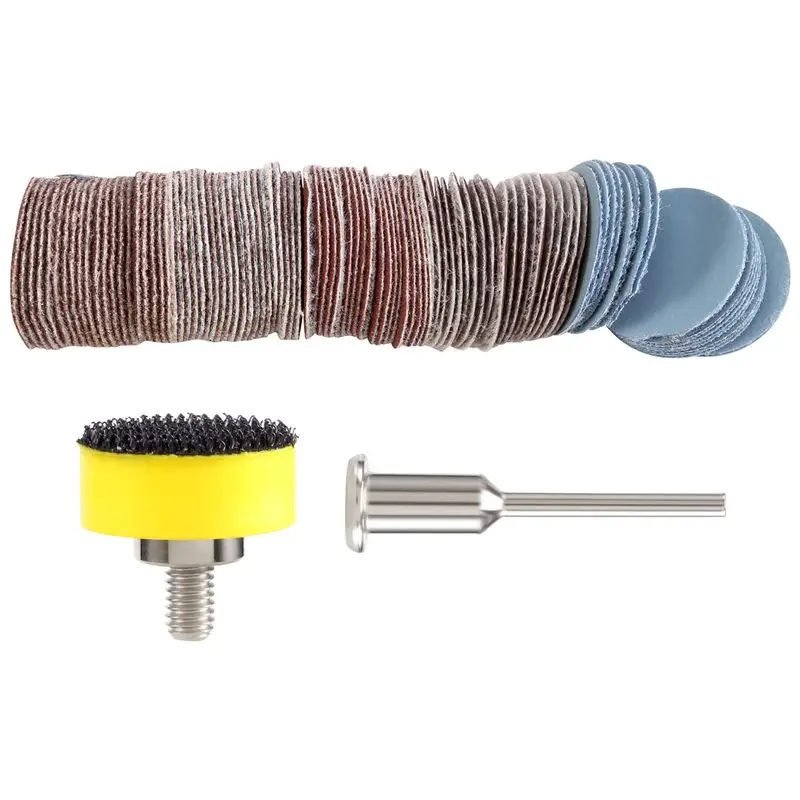 

ABUH-100 шт. 25 мм (1 дюйм) шлифовальные диски, наждачная бумага зернистостью 100-3000 с абразивной полировальной подушкой 1 дюйм + хвостовик 1/8 дюйма для D-образных инструментов