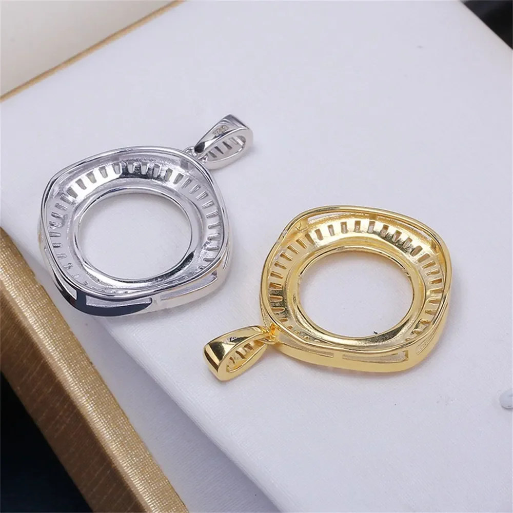 S925 Sterling Silver Pearl Pendant Setting, DIY Empty Bezel Cup Jewelry Supplies for Craft Making, Hollow Prong Pendant Findings