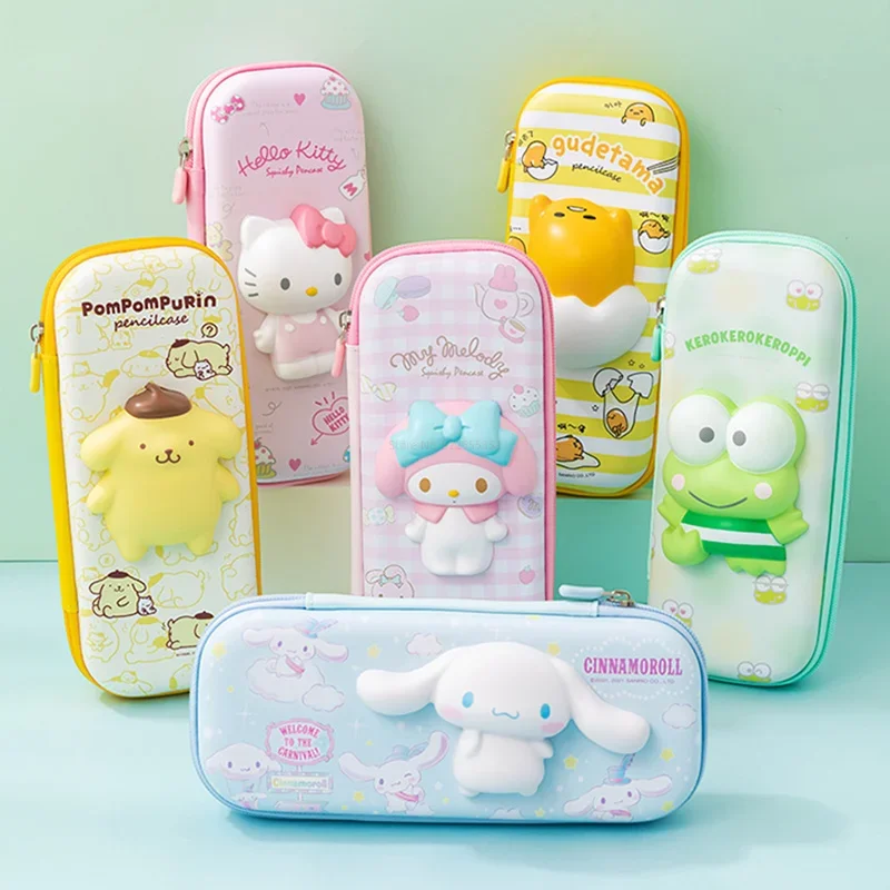 

Sanrio Pu Large Capacity Pencil Case Kawaii Hellokitty Cinnamoroll Melody School Pencil Bag Pouch Pen Case Supplies Stationery