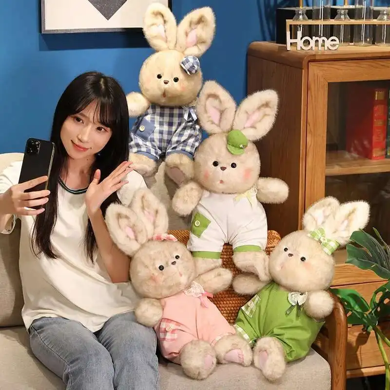 

35-45 см милый кролик с длинными ушками, плюшевая игрушка, милое животное, пушистый кролик, нарядная кукла, мультяшная мягкая детская игрушка для девочек, подарок
