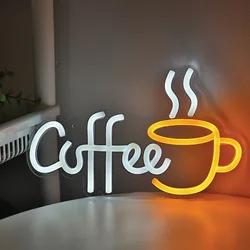 1PC Coffee With Cup LED Neon Art Sign Light For Party Room Pub Club Milk Tea Coffee Shop Wall Decoration Gifts 11.1''*6.73''