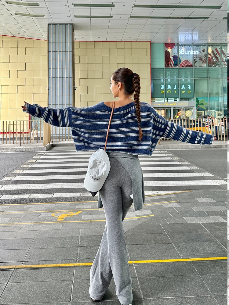 

oulder Bared ort Sweater PM2000 New Arrival Number 8 Camere And Mouton Wool Striped Big round Ne Warm Autumn Winter W...