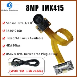 3840*2160 4K HD CMOS IMX415 90 Degree USB 2.0 Camera Module  30FPS MJPEG, YUY2  OTG UVC Plug and Play For Lightburn Mini Webcam
