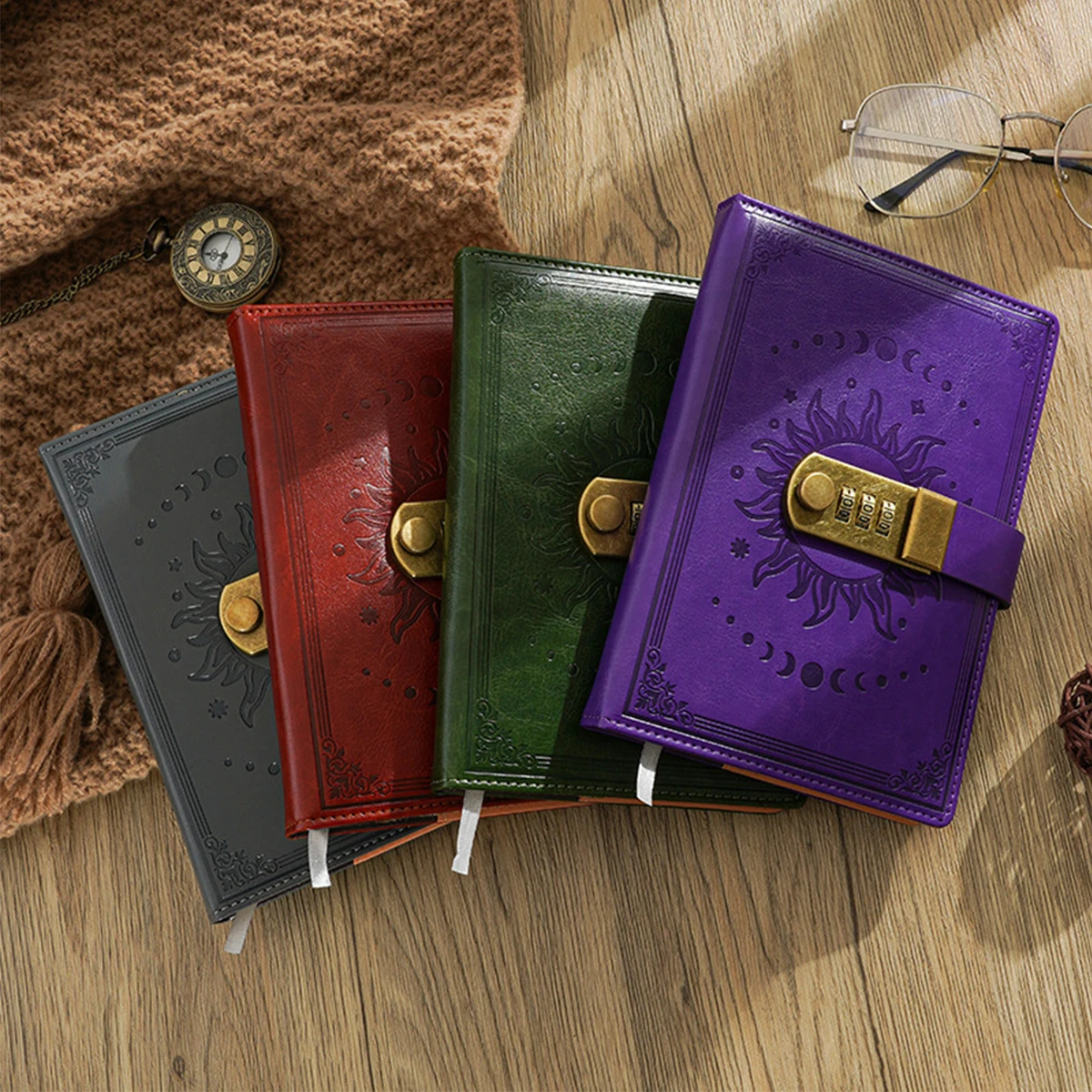 Journal avec serrure pour femmes et hommes, Journal verrouillable A5 240 pages, carnet d'écriture rechargeable en cuir (7.56 × 5.2 pouces)