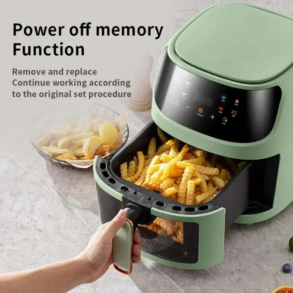 New air fryer. Multifunction. Household. Large capacity. Visible. Circulating hot air. Electric fryer.