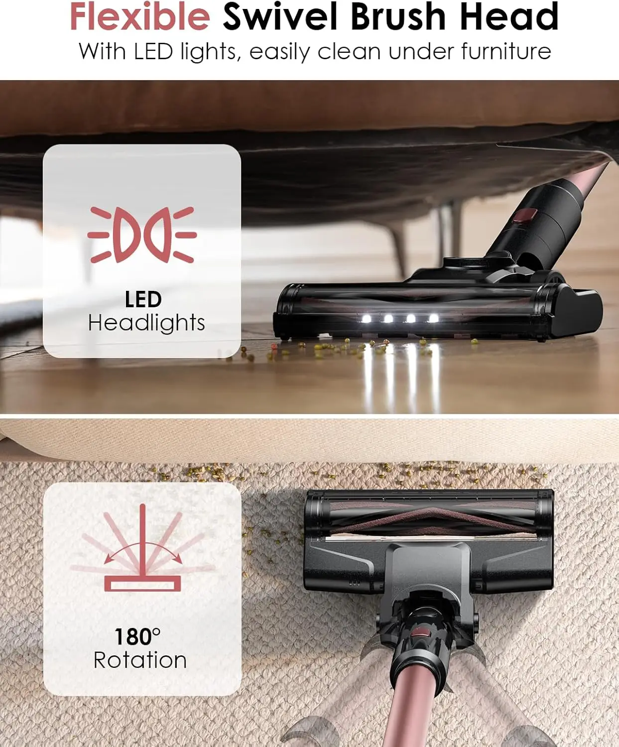 Беспроводной пылесос, самостоящие, перезаряжаемые пылесосы для дома, время работы 35 минут, светодиодный экран, 6-в-1