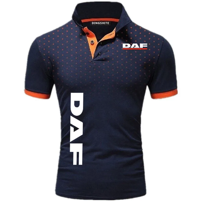 2024 new men's business polo shirt high-end shirt Truck DAF printing casual fashionable Gradient T-shirt short sleeved