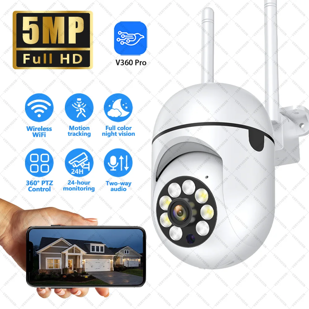 

5MP PTZ Wifi IP Camera Outdoor Wireless Surveillance Cameras AI Human Tracking Two Way Audio 4X Zoom Color Night Vision Security