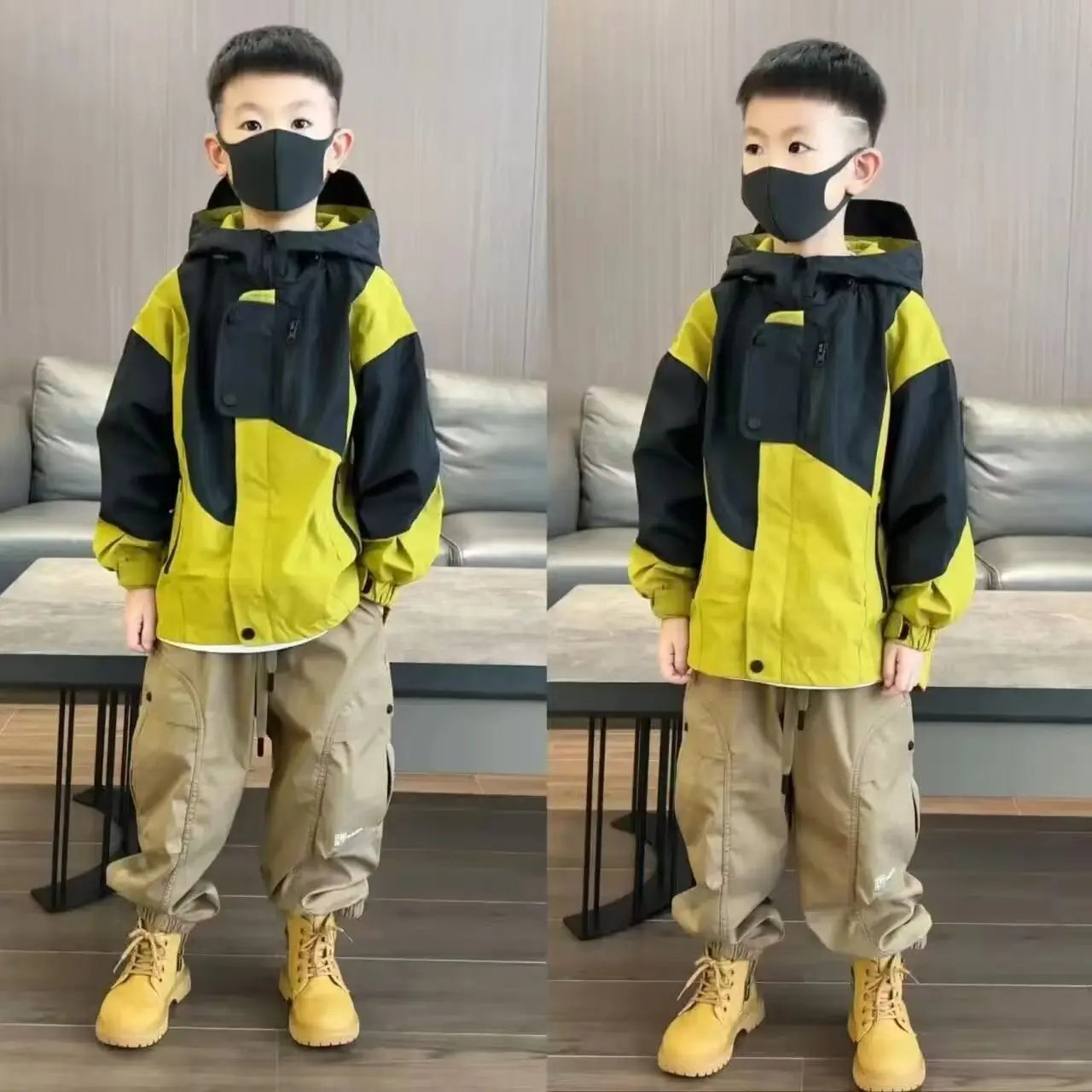 

Boys' Stormtrooper Coat 2025 Spring And Autumn New Style Children's Trendy Cool Handsome Color Contrasting Outdoor Hooded Coat