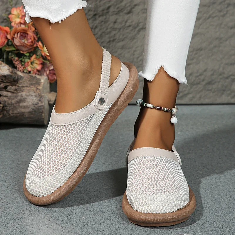 Breathable Mesh Women Sandals Platform Flats Shoes Summer Sport Walking Sneakers 2024 Casual Slippers New Trend Mujer Slides