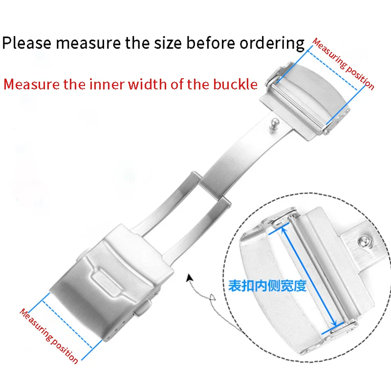 Fold Safety Clasp buckle 18mm 20mm 22mm Deployment Clasp for Seiko Casio Citizen Stainless Steel Watch Band Buckle