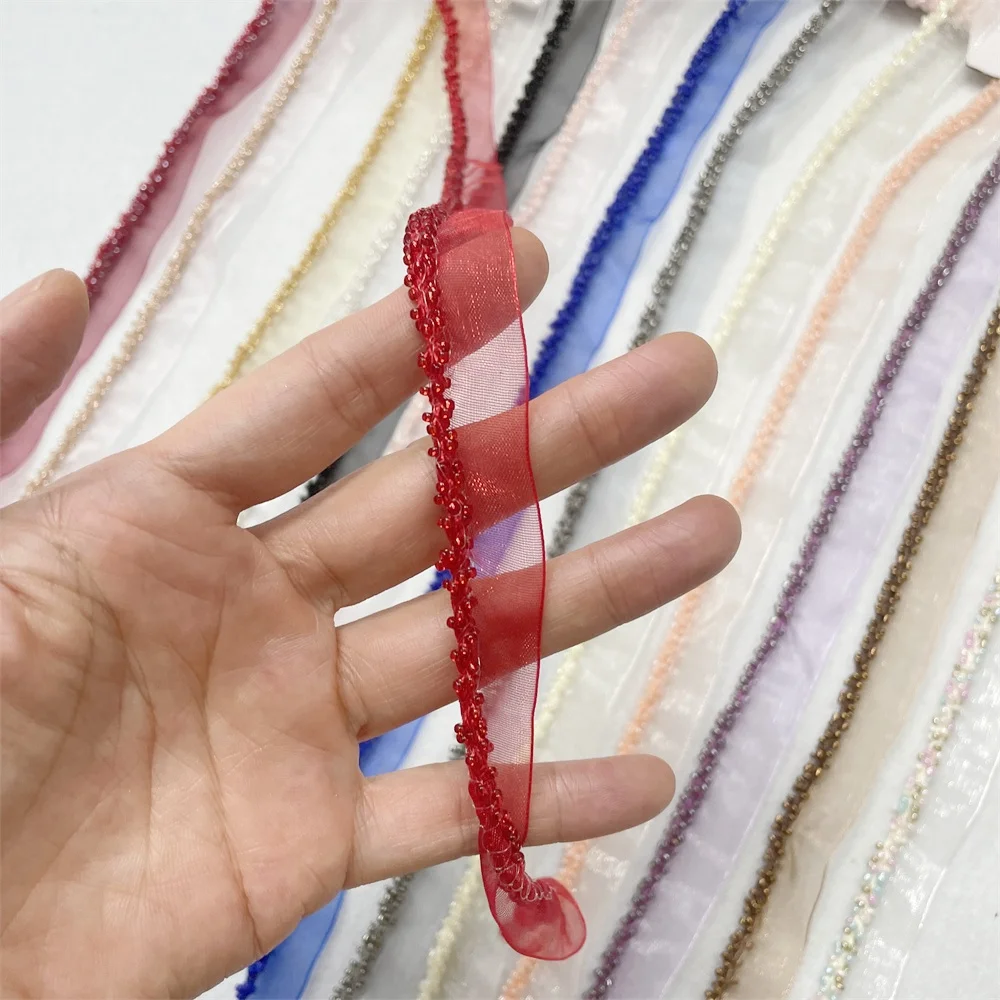 Gorąca sprzedaż warkocz zroszony łańcuszek wykończenia siatka koronkowa wstążka tkanina aplikacja szycie DIY 0.6'' szerokość