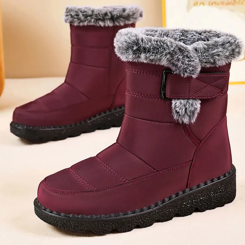 Winter Women Non Slip Waterproof Snow Boots Platform Warm Ankle Boots Cotton Padded Shoes Botas De Mujer Plush Booties Plus Size