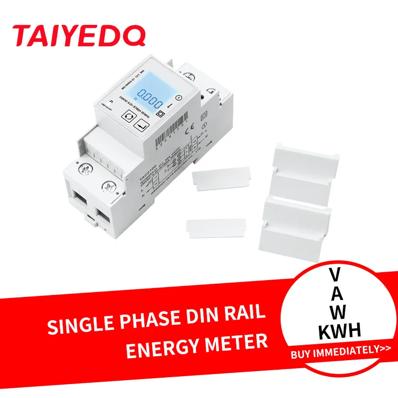 SDM Modbus 230V Singe Phase Multifunction Energy Meter With Pulse Output,V A W KWH DIN Rail Smart Meter TAC2100