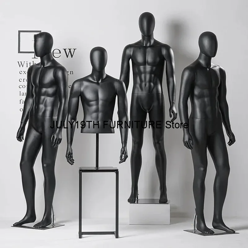 Mute Black Mannequin Full Body negozio di abbigliamento da uomo modello da uomo espositore negozio di abbigliamento manichino maschile di fascia