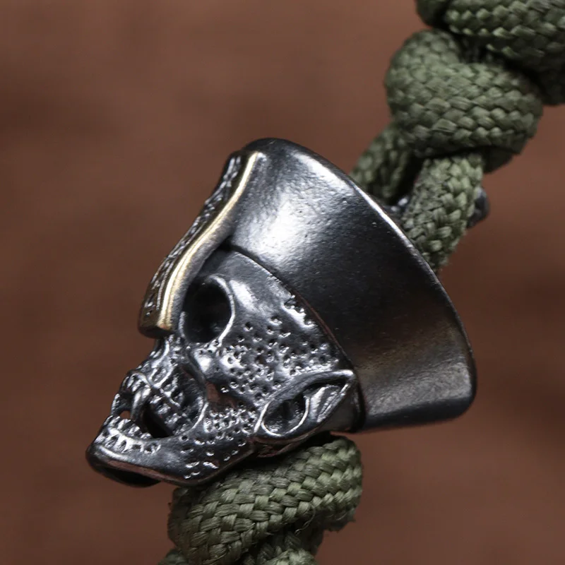 Chinese Zombie Head Sculpture Brass Knife Beads Skull DIY EDC Outdoor Paracord Lanyard Pendants Punk Umbrella Rope Accessories