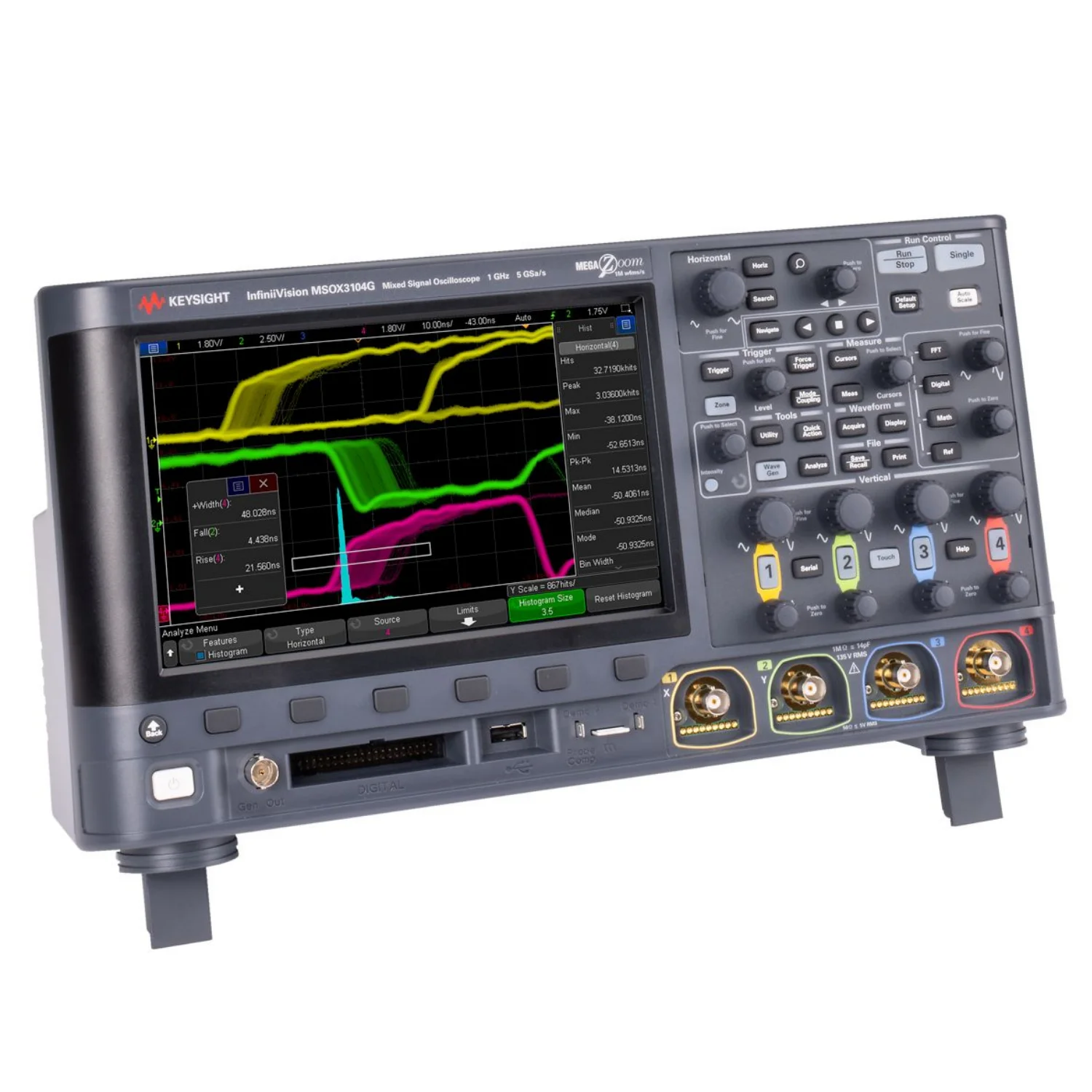 Keysight DSOX3012G 100MHz oscilloscope 2 analog channels,4 Mpts memory,1,000,000 waveforms/sec update rate-1PCS