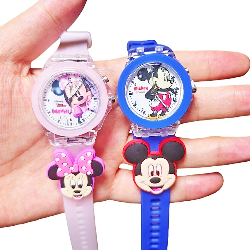 

Fashion Minnie Watch Mickey Mouse Children's Flash Light Cartoon Figure Doll Electronic Watch Boys Girls Birthday Gifts