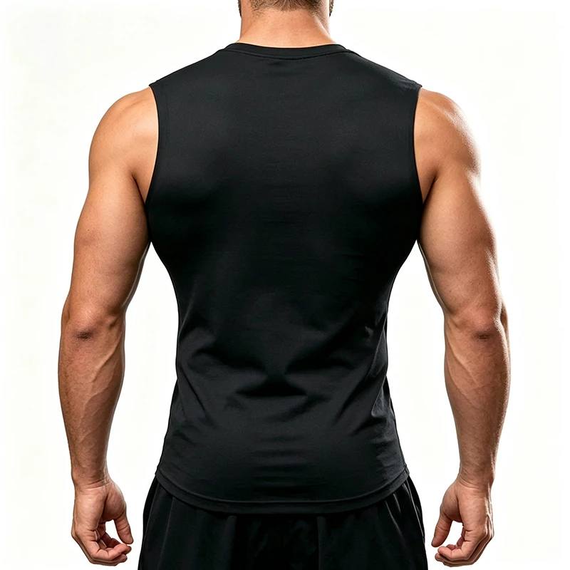 Mens Running Vests Summer Compression Shirt Gym Tank Top Muscle Bodybuilding Fitness Clothing O-neck Sports Sleeveless T Shirt