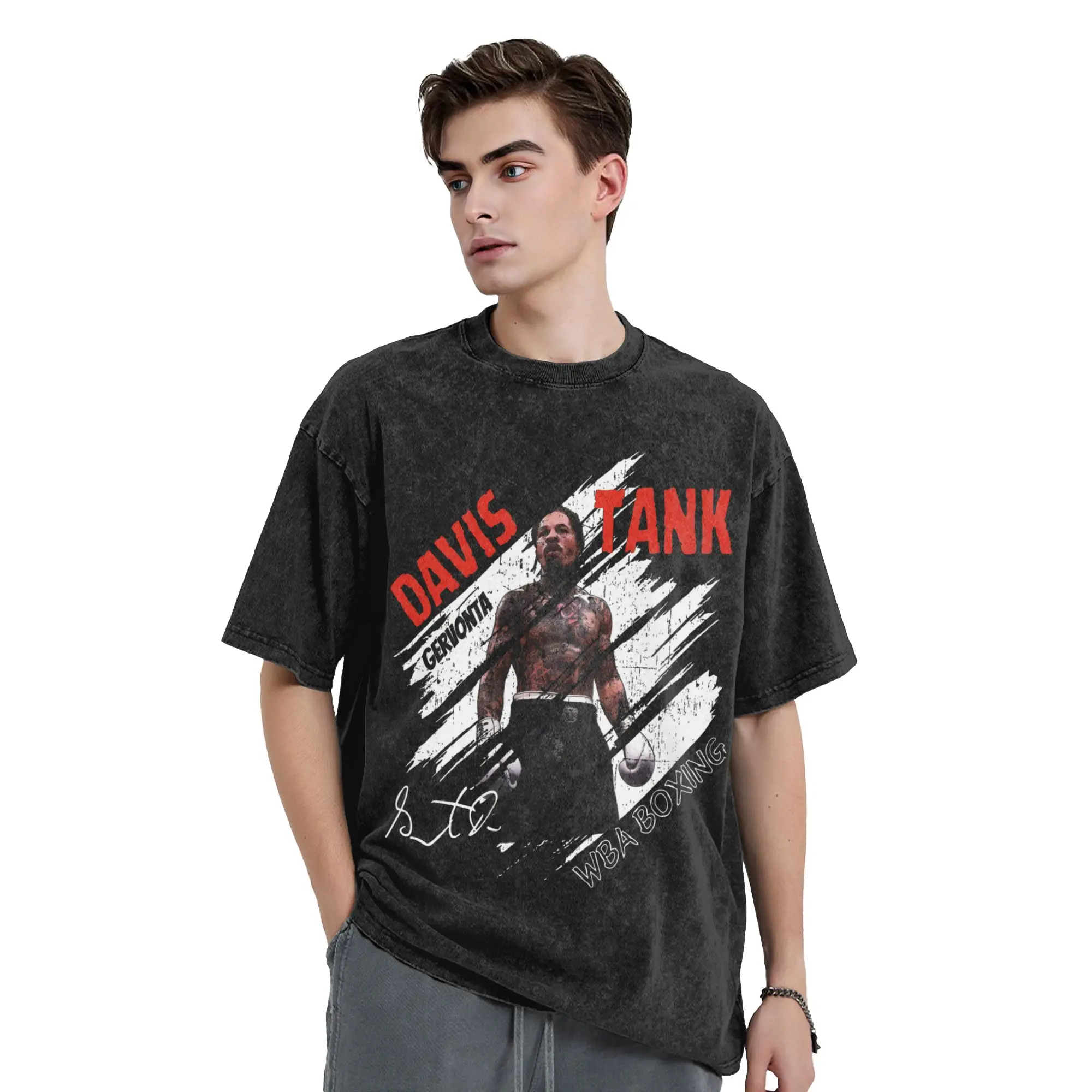 Harajuku Washed T Shirt Gervonta Davis Boxing Cotton T Shirts  Leisure Tshirt for Man Summer Y2K Basic Pattern Clothing