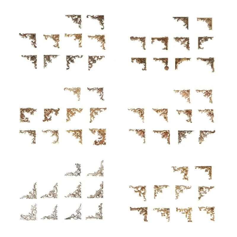 DXAB 20PCS Vintage Hollowed Corner Sticker Journ