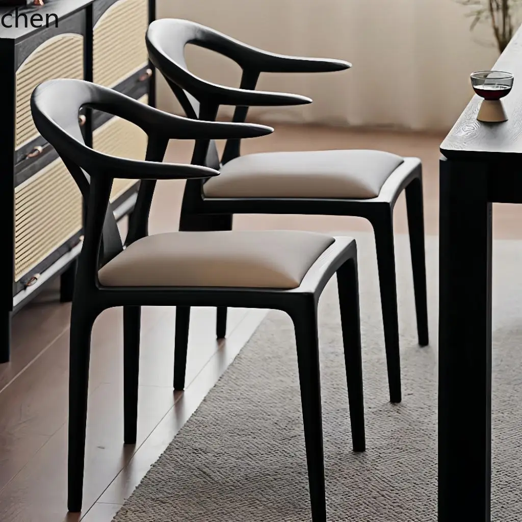 HYS  Living Room Chair Solid Wood Dining  Mortise and Tenon Armrest Backrest Chair New Chinese Style Meeting Tea Chair