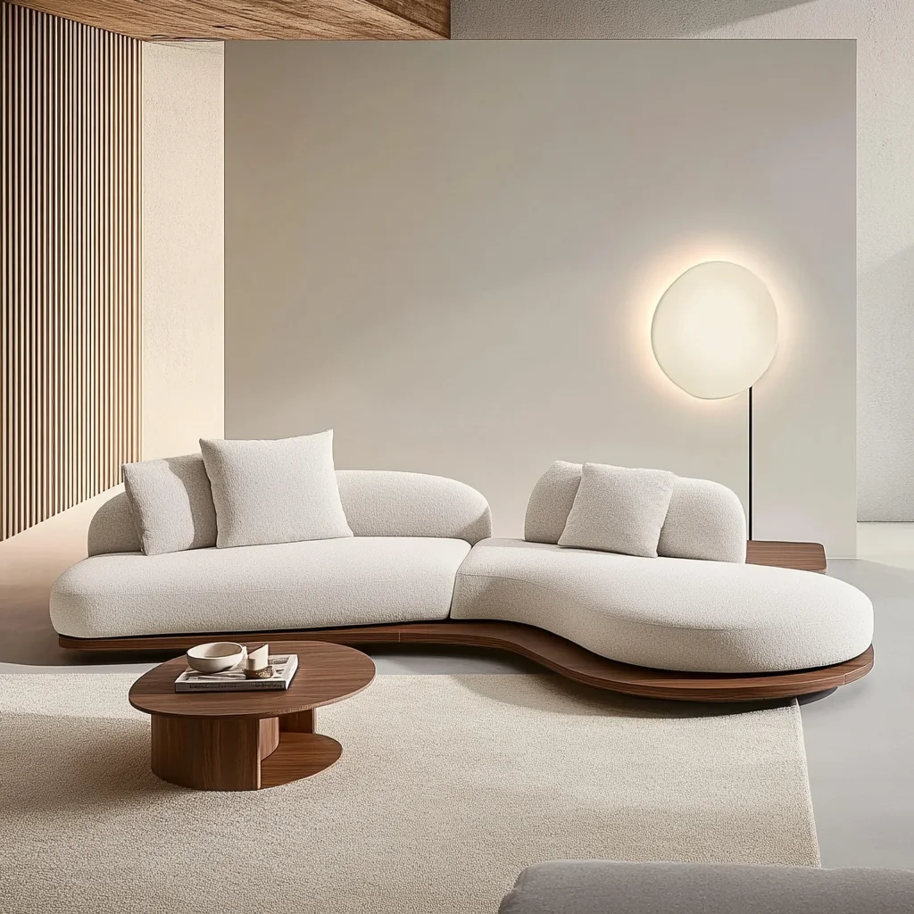 yi- Colored Convertible L-Shape Modern Wabi-Sabi Style Japanese Design Eco-Friendly Sofa Set No-Wash Tech Fabric Wood Legs#