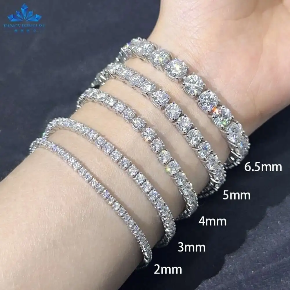 Luxury Wholesale Price Hip Hop Fine Jewelry Necklace 3mm 4mm 5mm 925 Sterling Silver D-vvs Diamond Moissanite Tennis Chain Neckl