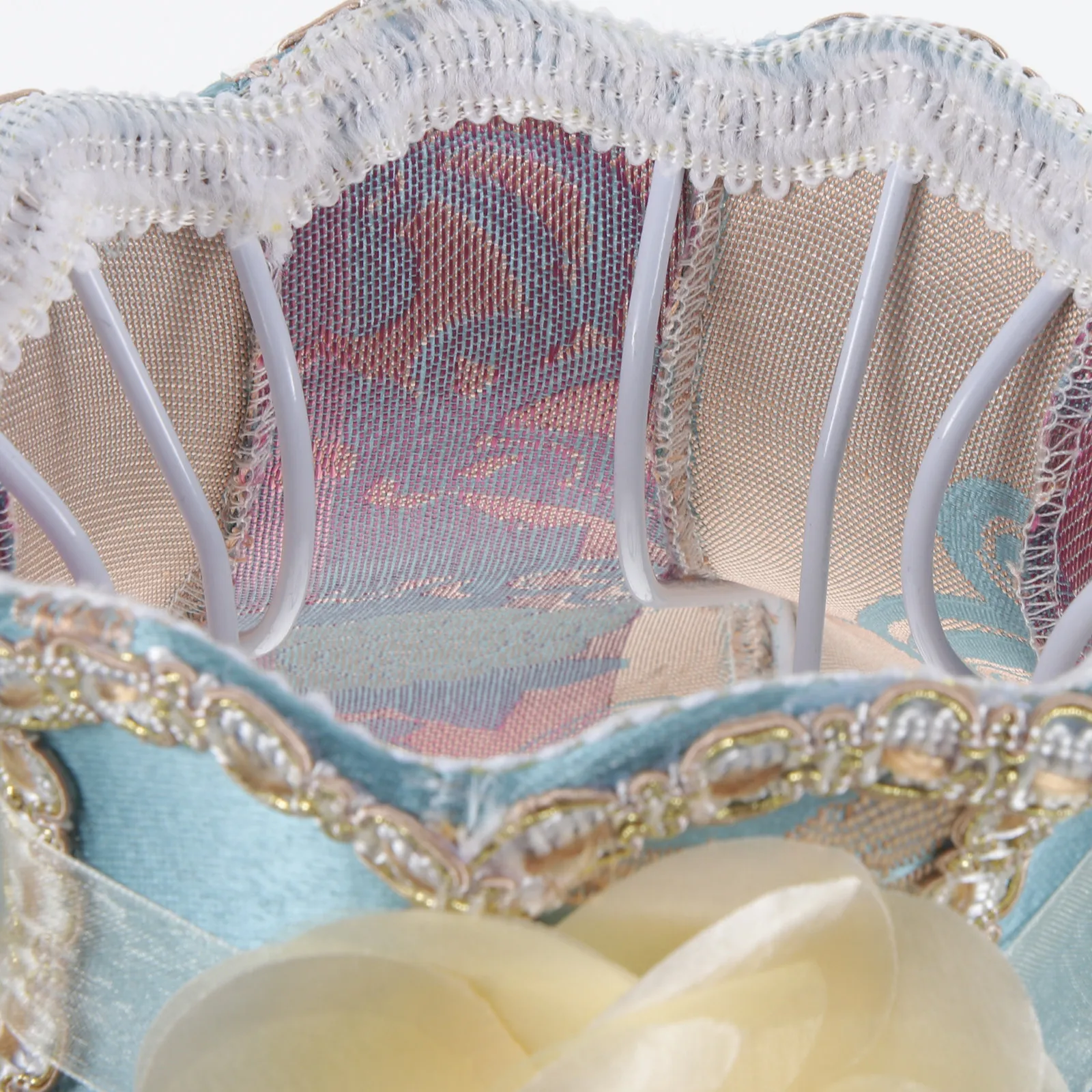 

Decorative Large Lamp Shade Vintage European Style Fabric Floral Beads for Table Desk Floor Lamp Replacement Bedroom Study