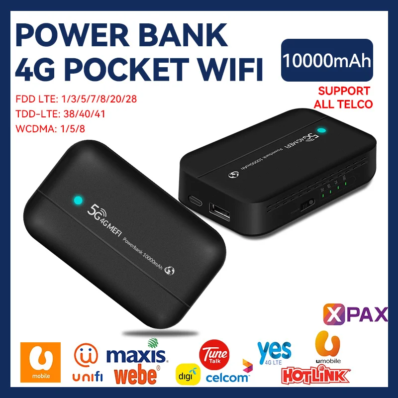 Imagem -02 - Modem Mifi Portátil para Carro Roteador 4g Lte 150mbps 10000 Mah Powerbank Roteador sem Fio Móvel Slot para Cartão Sim Bolso Wifi Hotspot