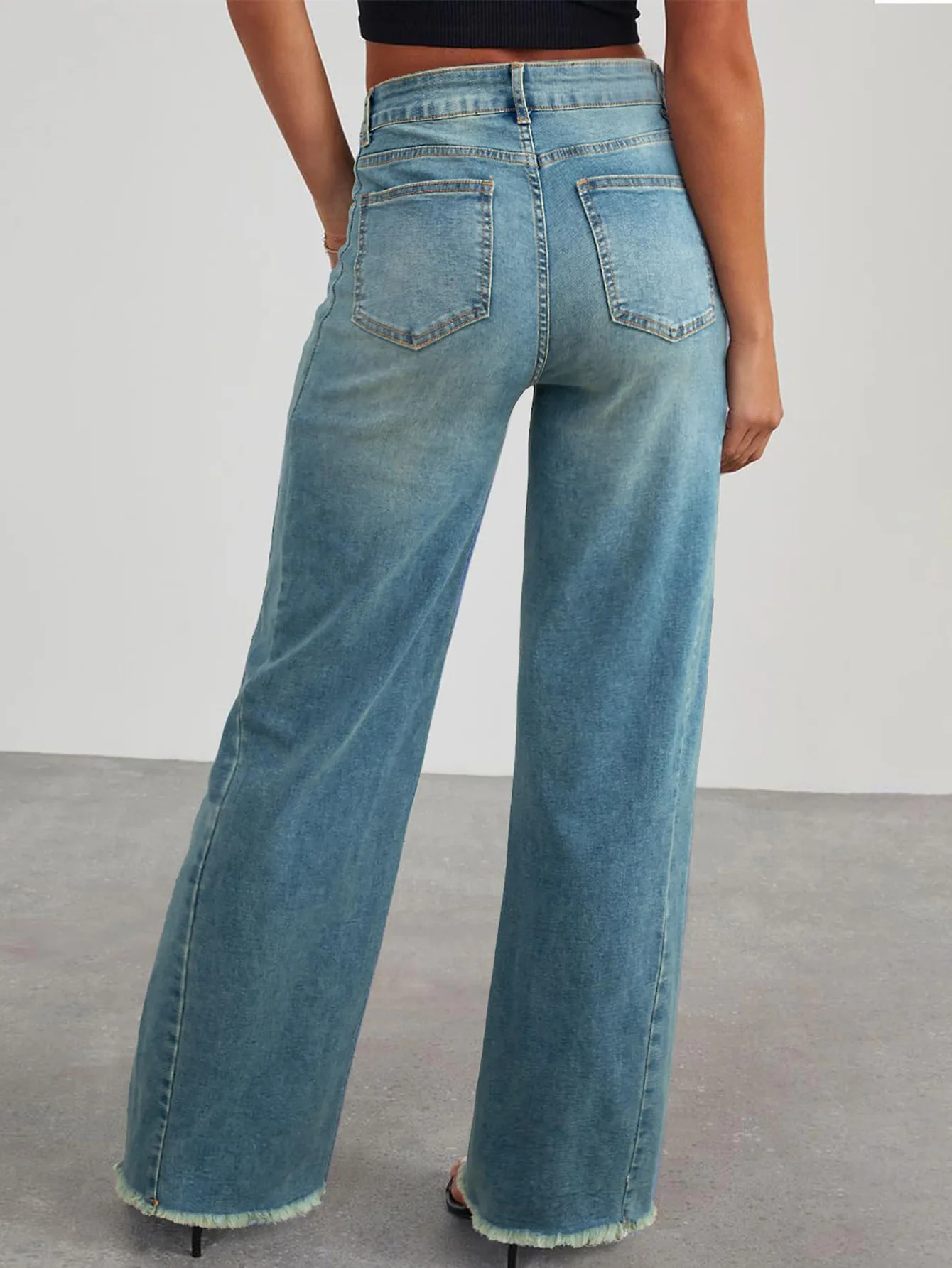 الدنيم السراويل النساء الجينز ميدي الخصر مستقيم السراويل الجينز جيوب عادية لصق بانت غسلها سيدة بسيطة الخريف طفيف تمتد