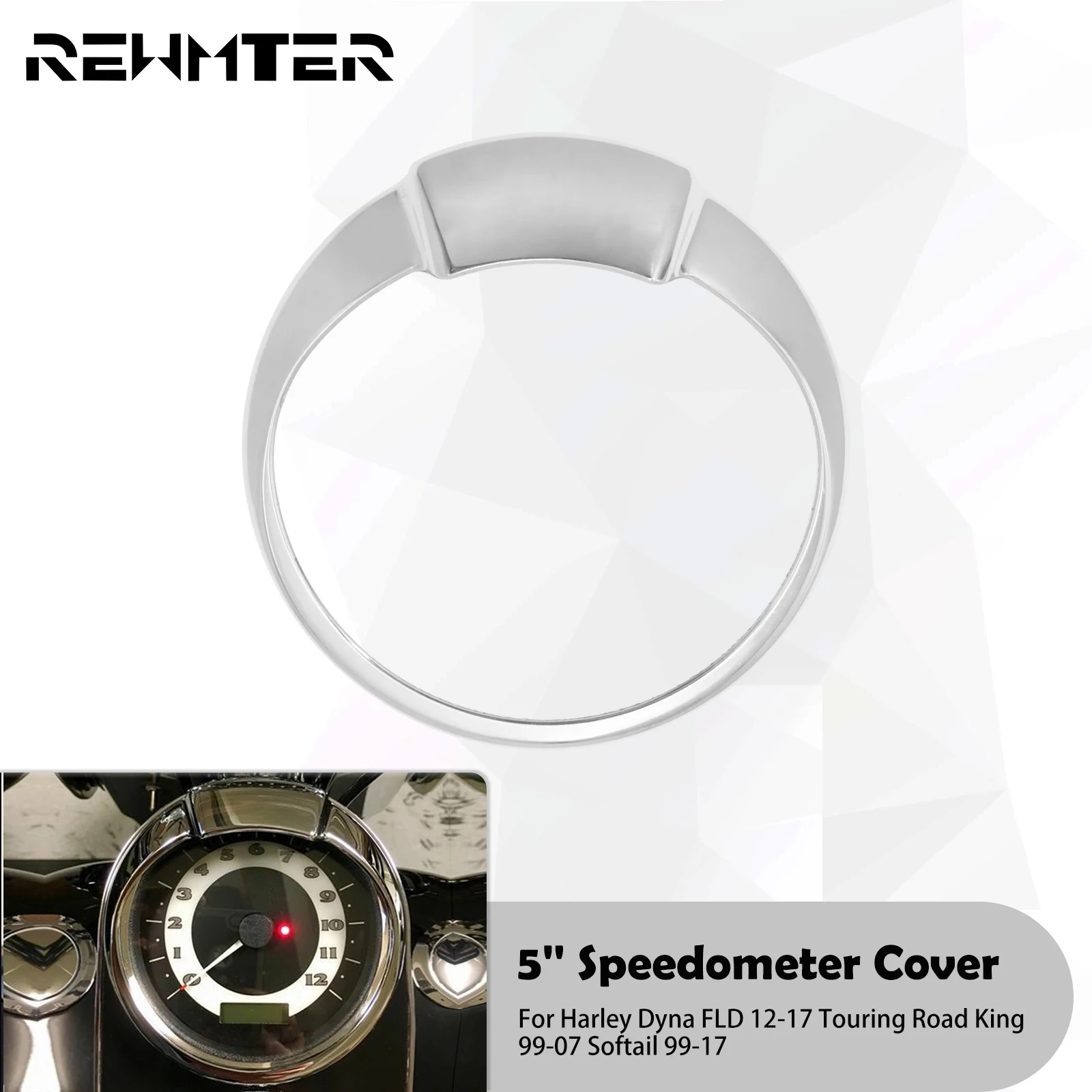 Motorcycle 5''  Speedometer Cover Bezel Visor Ring For Harley Dyna FLD 2012-2017 Touring Road King 1999-2007 Softail 99-17 FLSL
