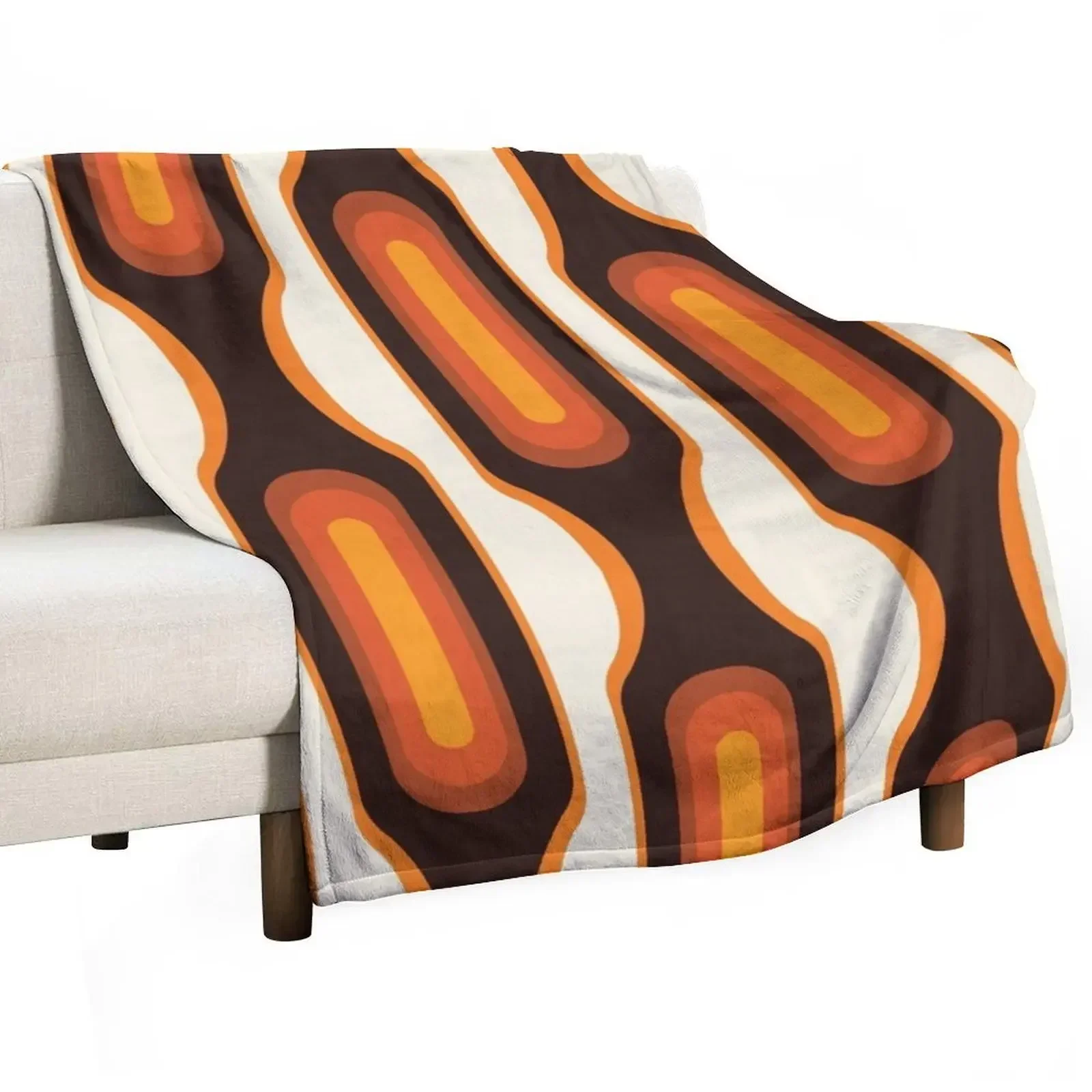 Capsules Large 1970s Orange Meets Mid Century Modern Throw Blanket Baby Bed warm winter Blankets