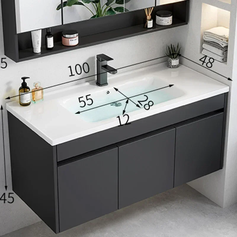 Luxury Bathroom Cabinet Closed Storage Toilet Washbasin Sink Furniture Filing Cabinets Narrow Sinks Mdf Bathroom Multifunction