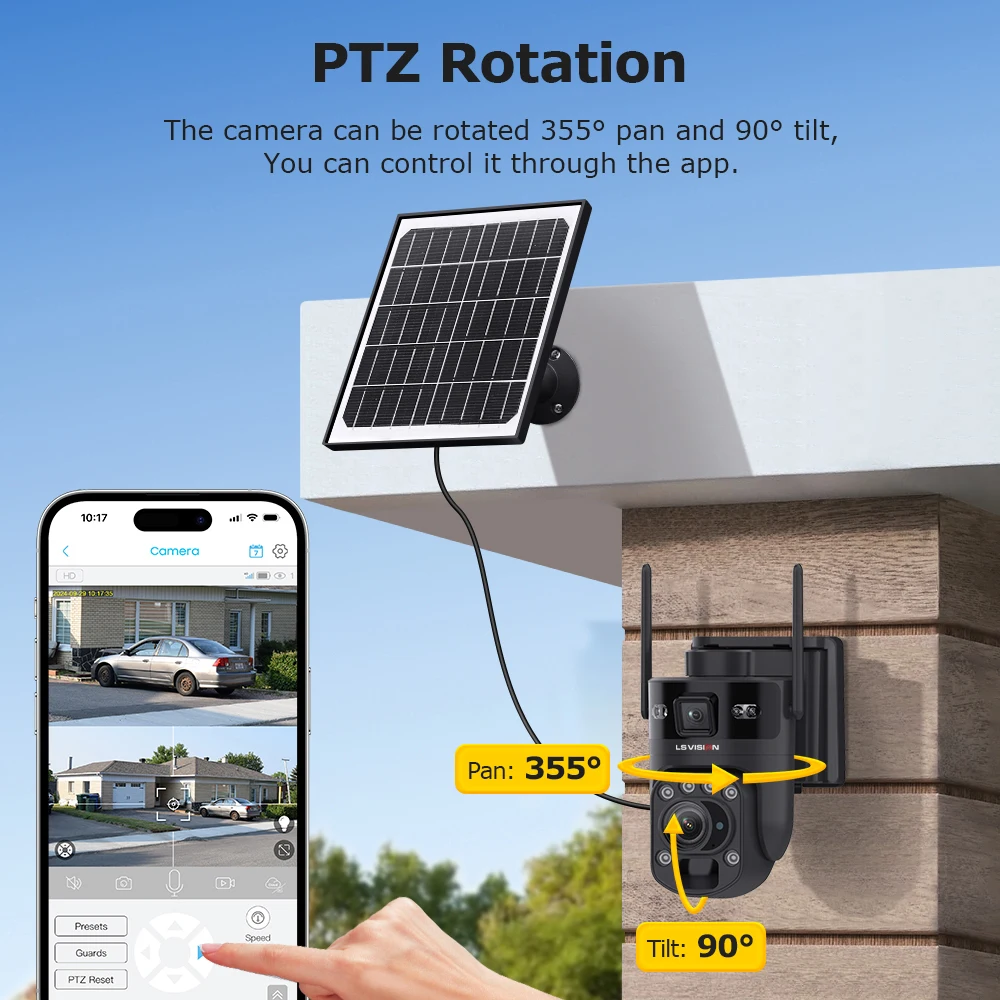LS VISION Ubox 4K 20X Optical Zoom 4G Solar Camera Dual Screen Outdoor WiFi PTZ PIR Detection Human Auto Tracking CCTV CameraS