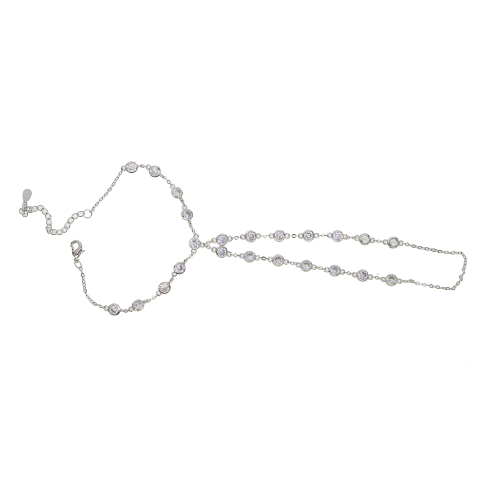 hand jewelry Sparking Clear cz station link chain wedding bridal gift elegant top quality fashion gorgeous finger slave bracelet