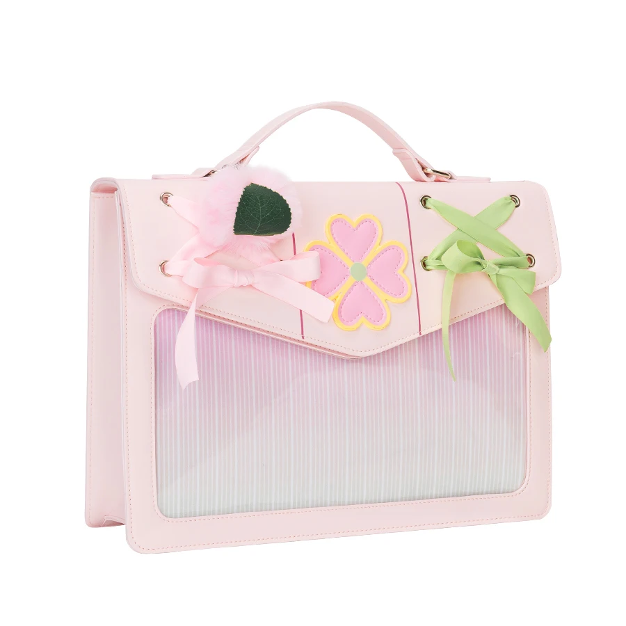 Y2K Sakura Love Pangs Shoulder Bag Lolita Girl Transparent Pocket Crossbody Bag Women's DIY Display Ita Bag Cute Purse Handbag