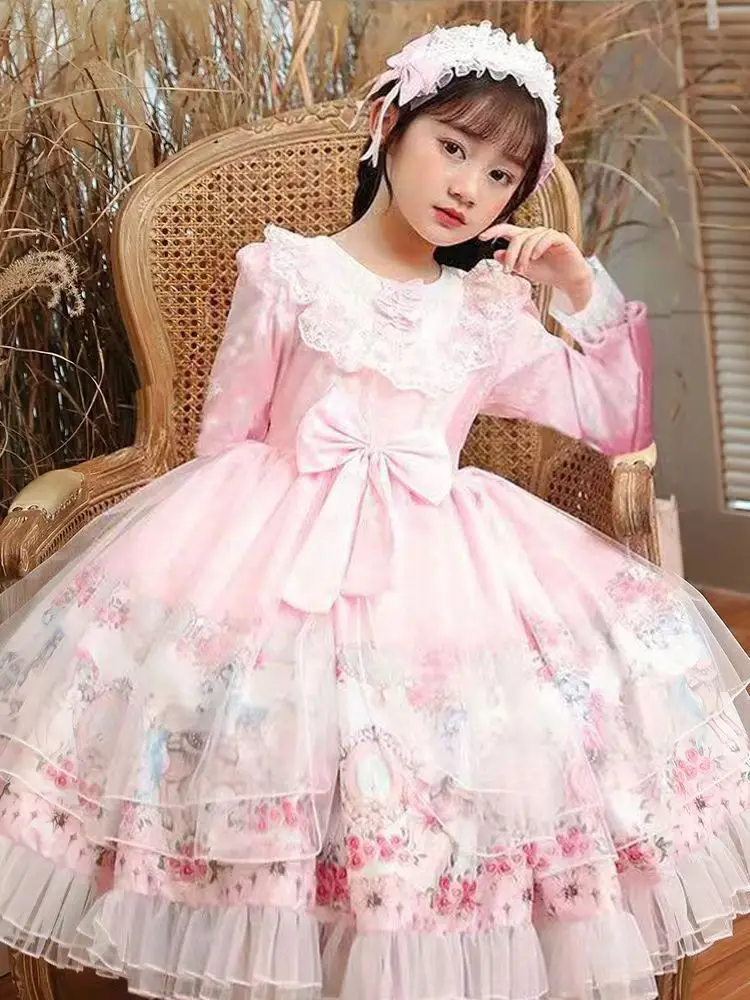 Girls\' Genuine Princess Autumn Long-Sleeved Pettiskirt New Style Fashionable Lolita Dress for Women