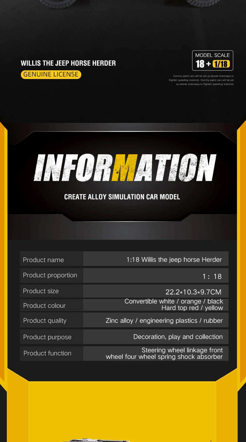 1:18 Simulation alloy car model off-road ornament