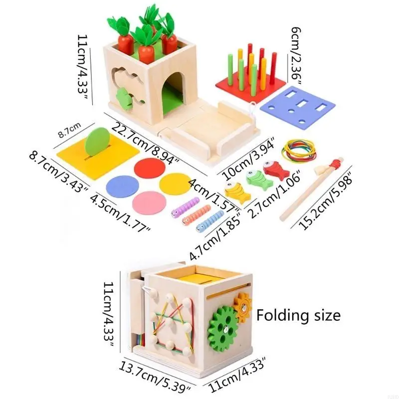 J2HD – jouet comptage pour enfants, boîte à puzzle en bois, jouet branchement carottes, jouet d'activité pour