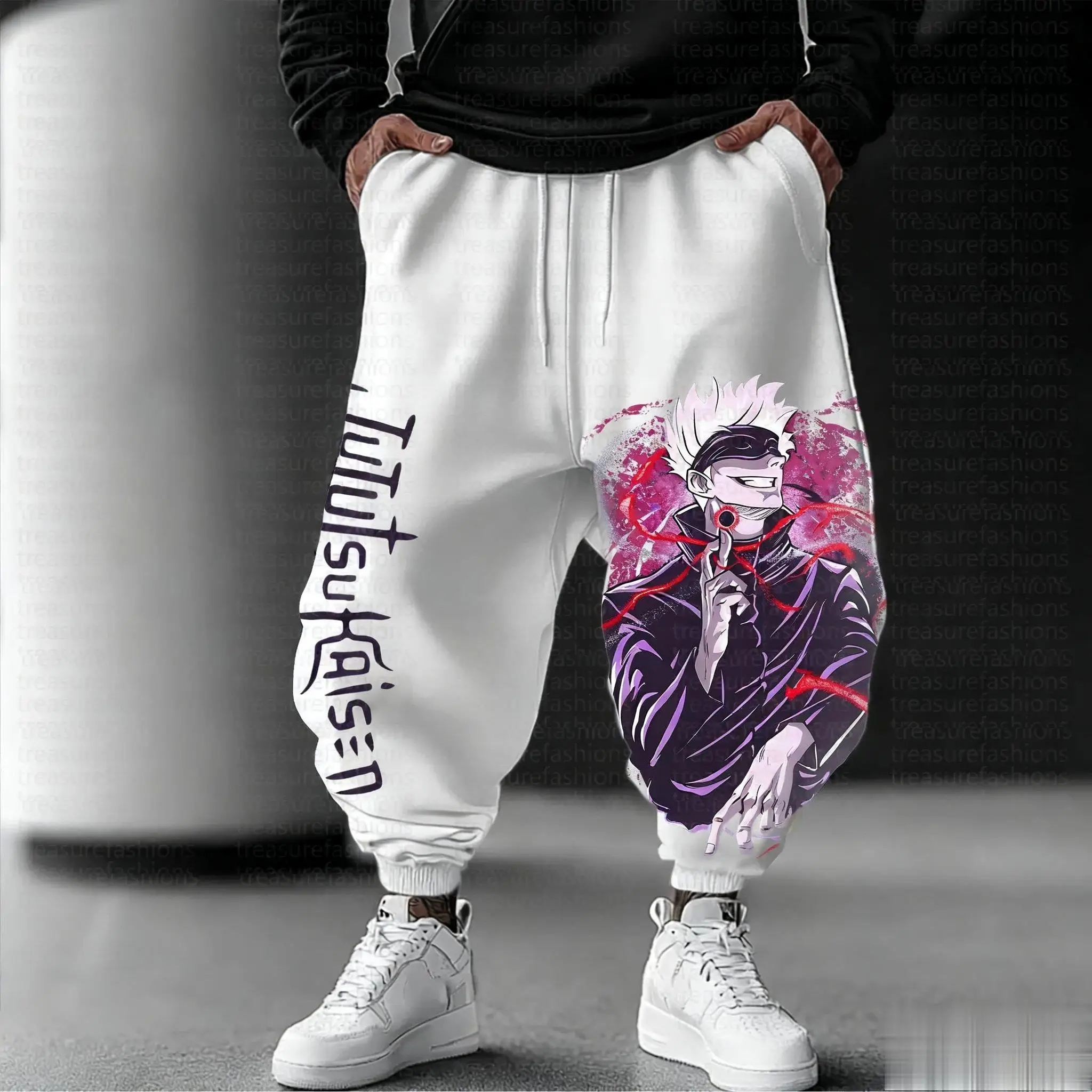 Jujutsu Kaisen الرجال سراويل للجري فضفاضة عادية Sweatpants انمي ياباني طباعة الشارع الشهير الجرافيك الهيب هوب بنطلون Y2k الملابس