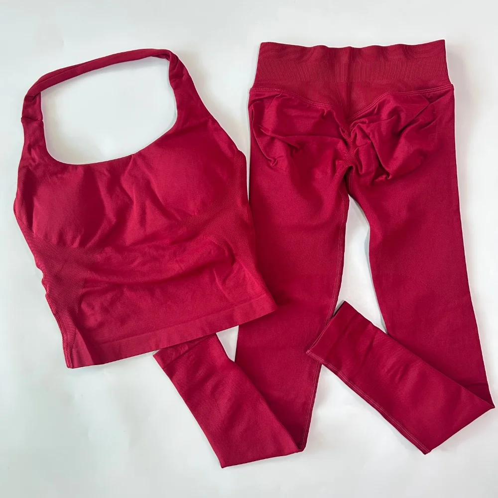 Dames Impact Gym Set: Top zonder rug, high waist scrunch shorts, fitness activewear, naadloze workout set
