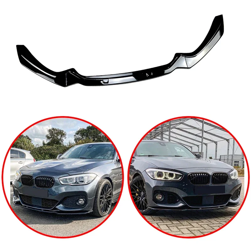 

for 2015-2019 BMW 1 Series F20 F21 M-Pack style car front bumper lip spoiler gloss black or carbon fiber exterior body kit