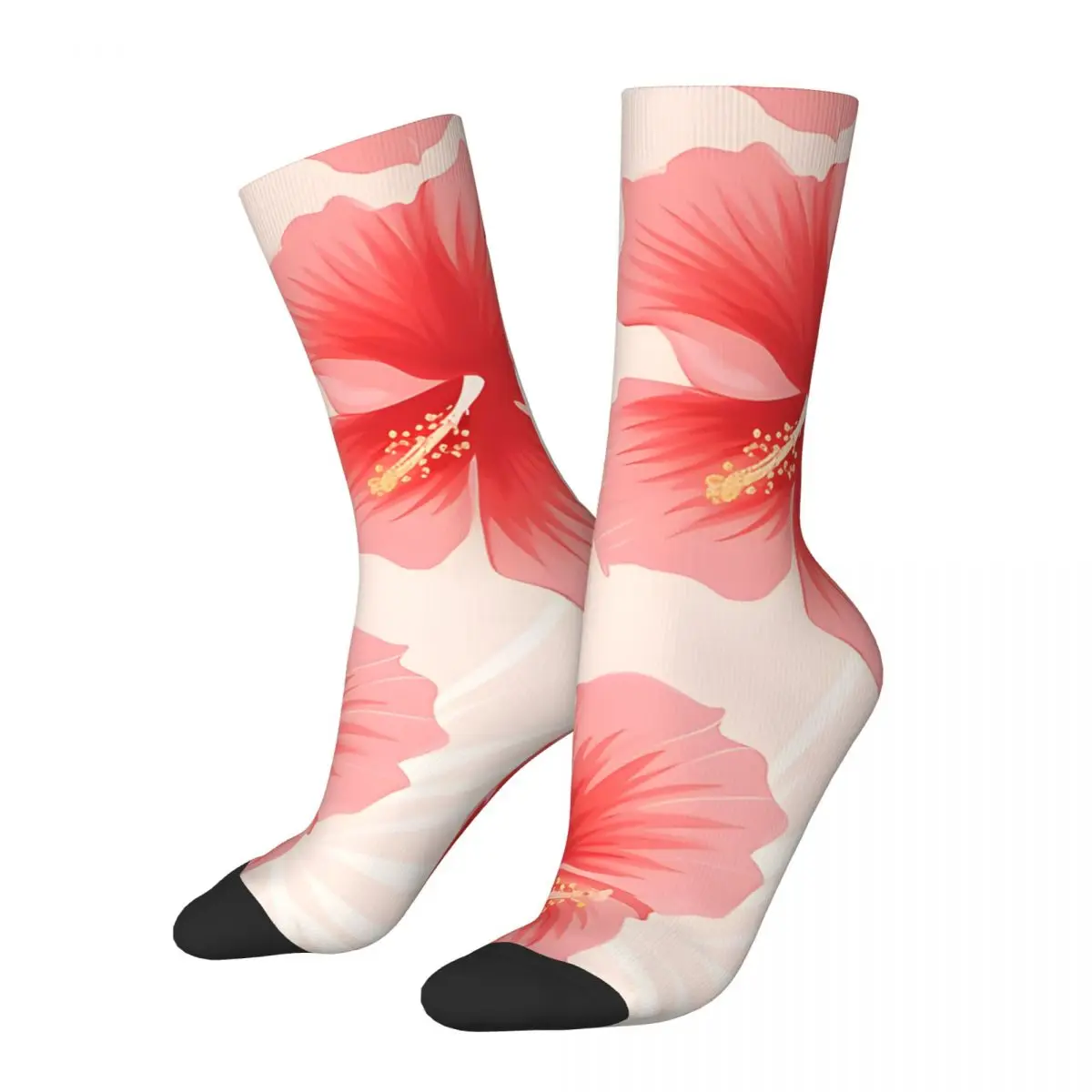 Crazy compression Hibiscus Bloom Phone Case Elegance Sock for Men Harajuku Quality Pattern Crew Sock Novelty